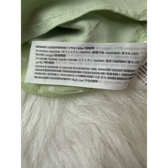 Abercrombie & Fitch-Mint Green, White Polka Dot, Smock, Ruffle Hem, Dress. Sz-S - Picture 8 of 9